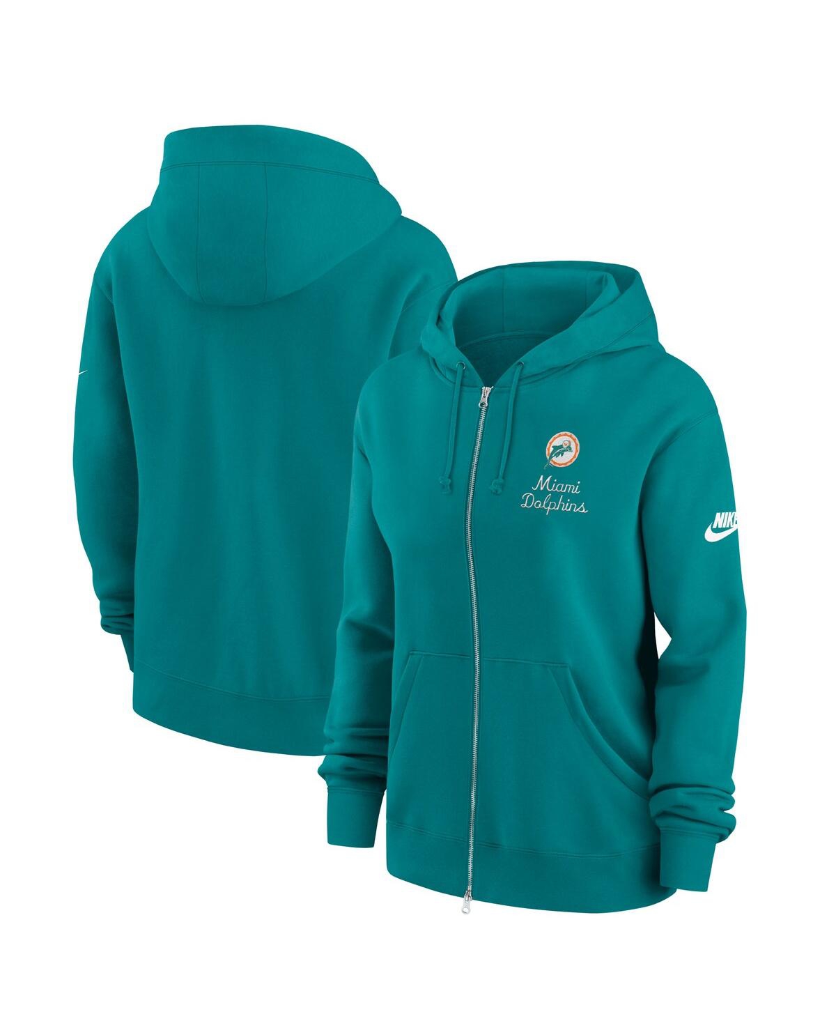 Nike Women's Aqua Miami Dolphins Phoenix Rewind Full-Zip Hoodie