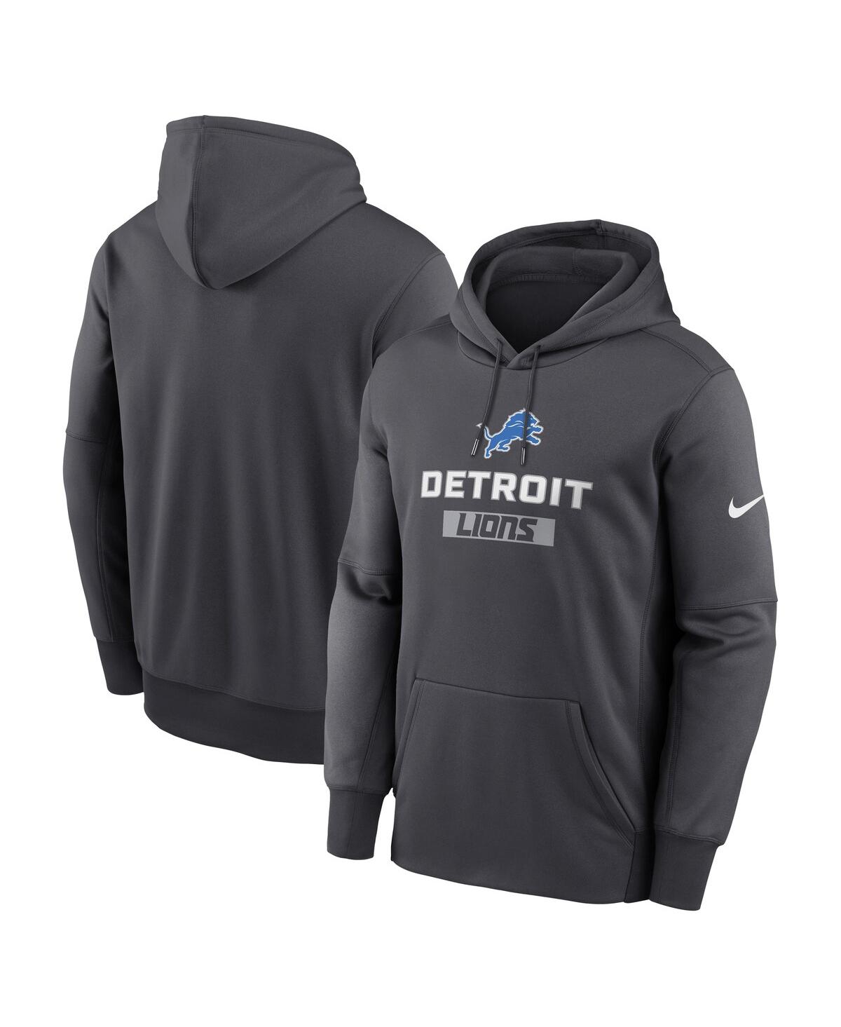Nike Men's Anthracite Detroit Lions Toss Sweep Performance Pullover Hoodie