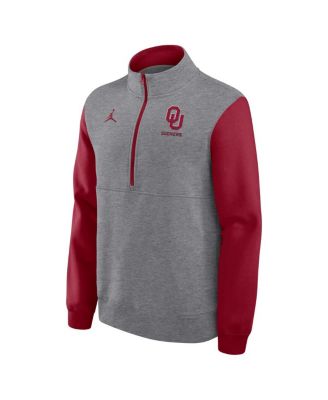 Men's Heather Gray Oklahoma Sooners Club Fleece Half-Zip Pullover