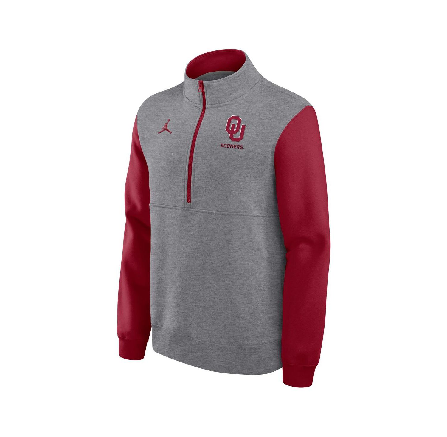 Men's Heather Gray Oklahoma Sooners Club Fleece Half-Zip Pullover