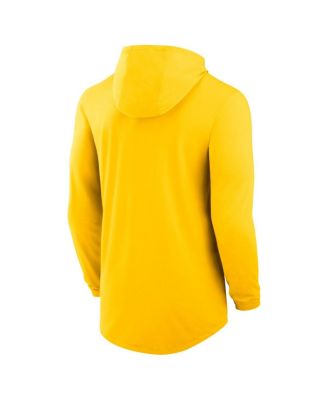 Men's Maize Michigan Wolverines Classic Arch Tri-Blend Long Sleeve Hoodie T-Shirt