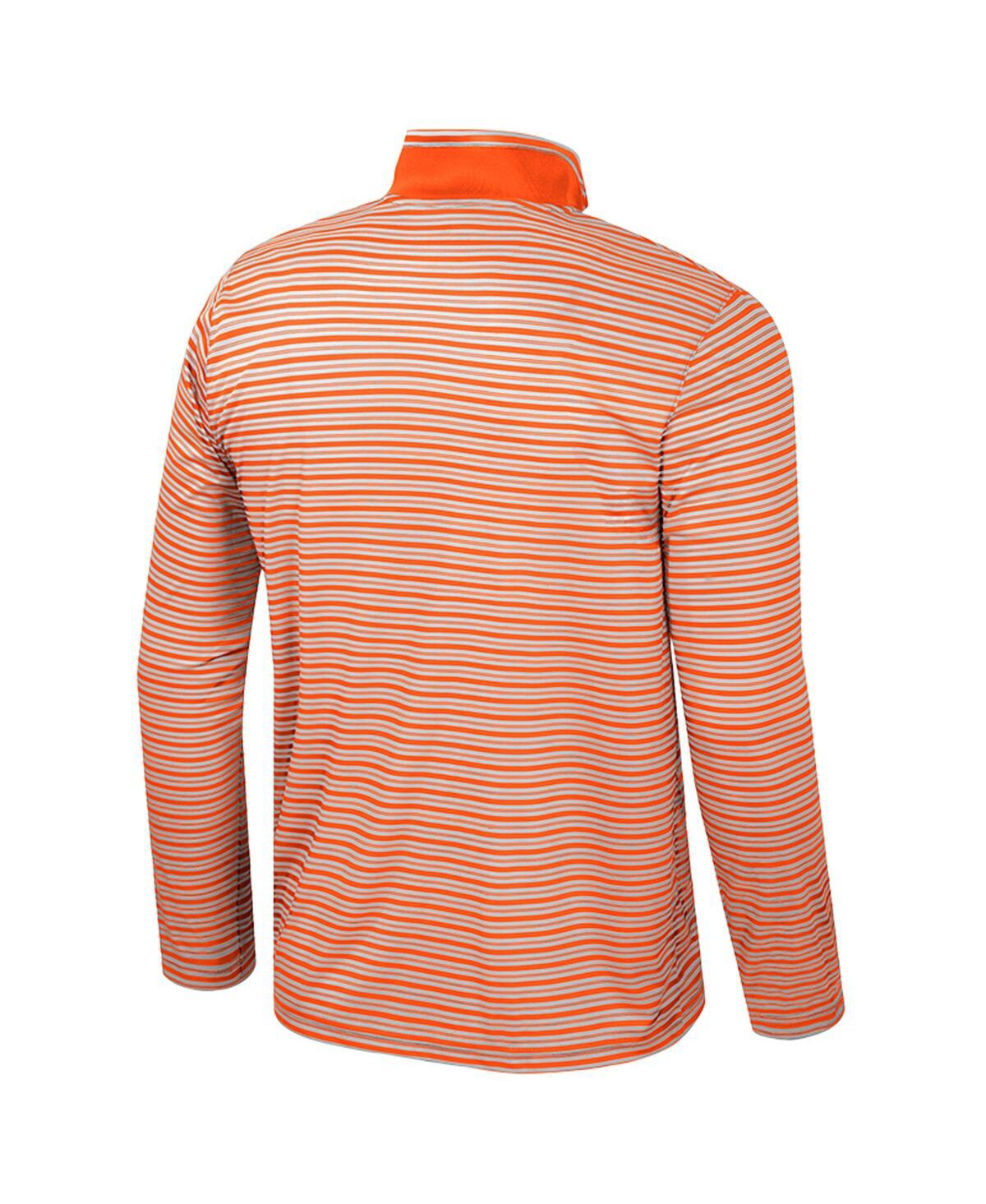 Colosseum Men's Orange Oklahoma State Cowboys Striped Quarter-zip Top In Pink