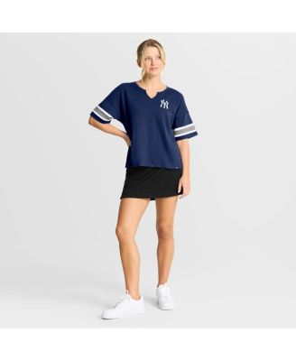 Women's Navy New York Yankees Curl Route T-Shirt