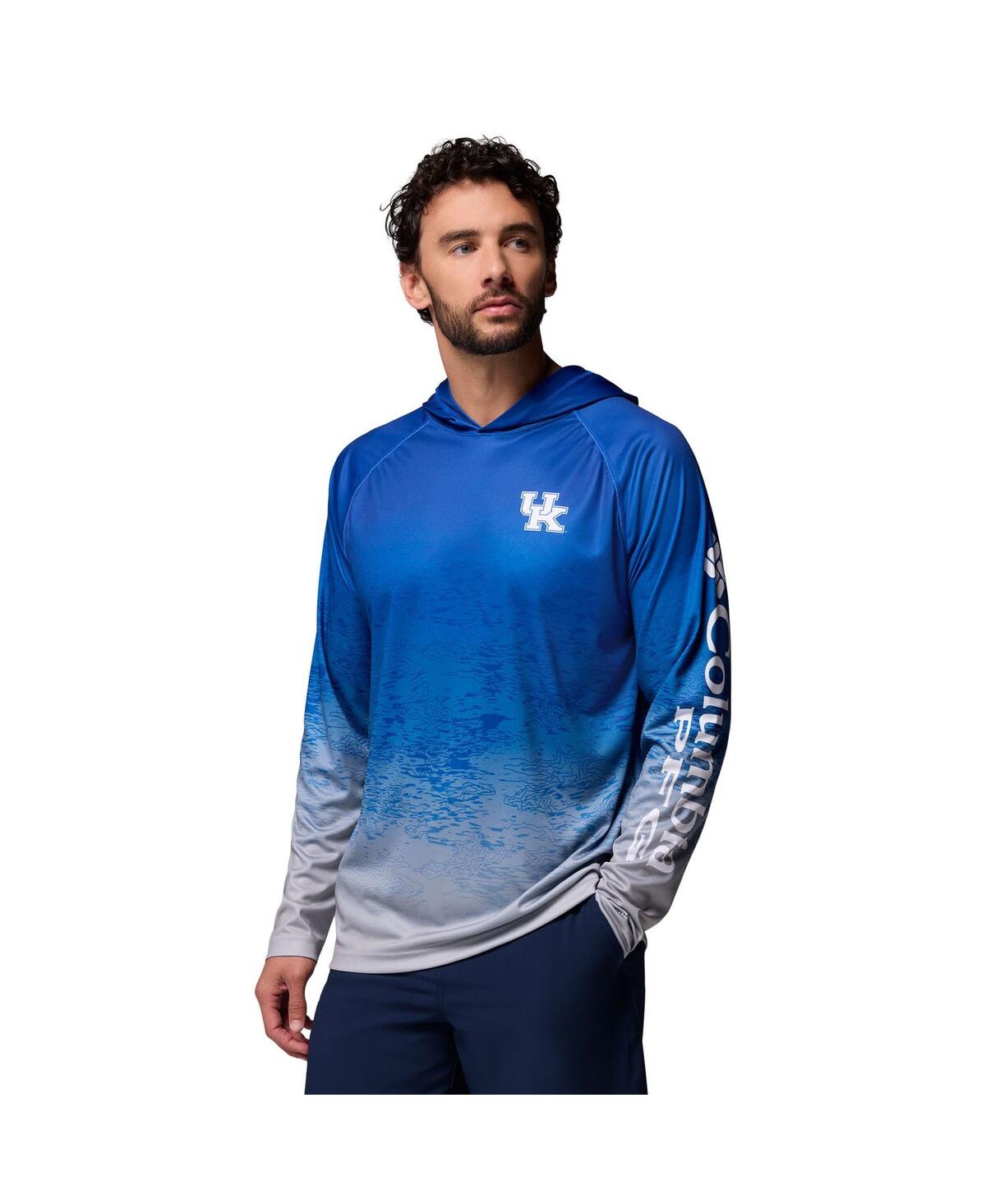 Columbia Men's Royal Kentucky Wildcats Pfg Gradient Water Super Terminal Tackle Hoodie Omni-Wick T-Shirt
