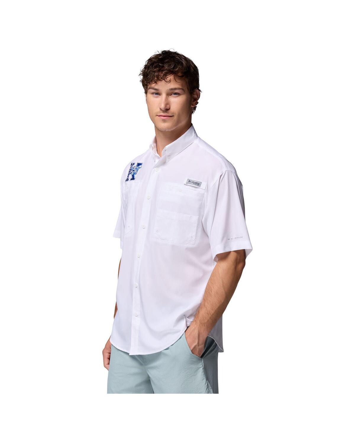 Columbia Men's White Kentucky Wildcats Tamiami Omni-Shade Button-Down Shirt