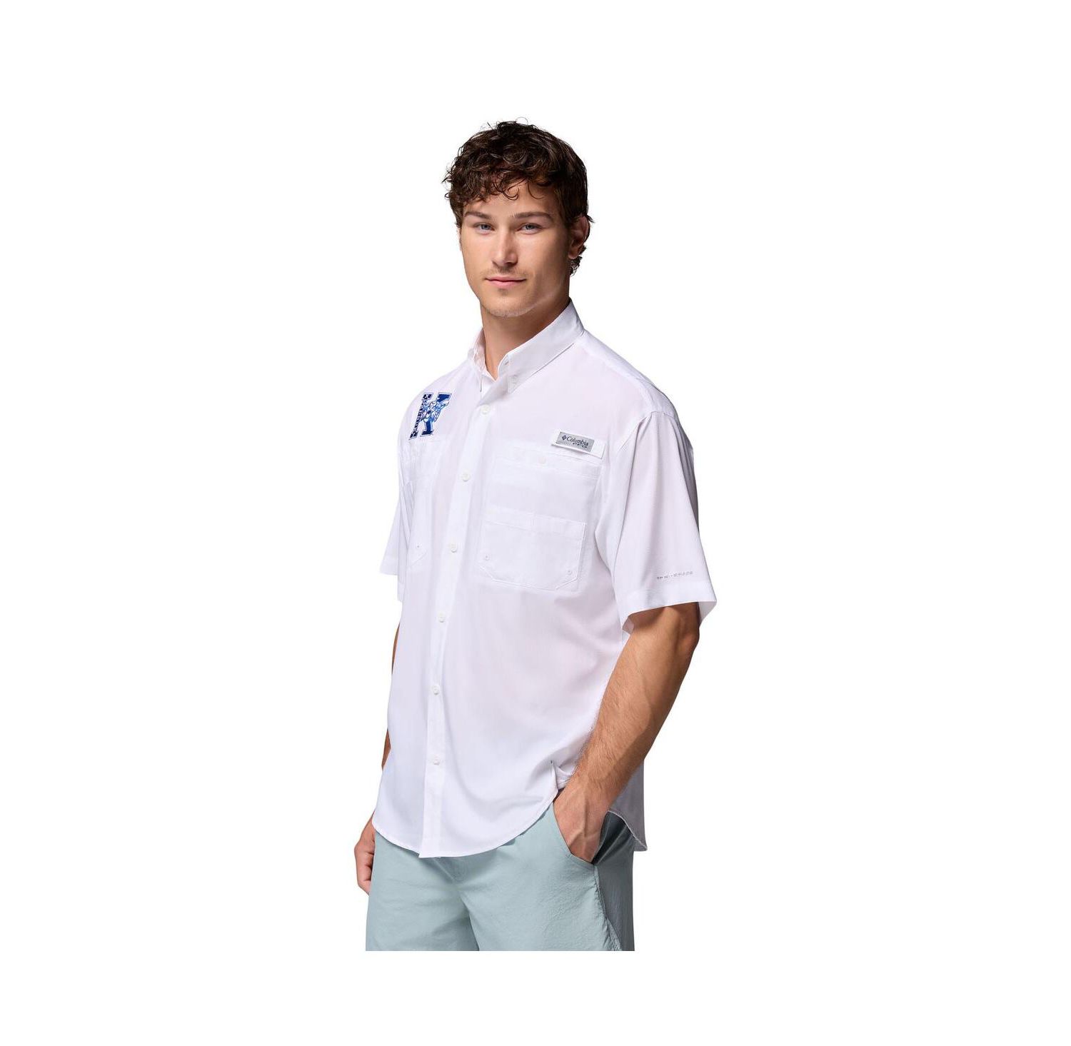 Men's White Kentucky Wildcats Tamiami Omni-Shade Button-Down Shirt