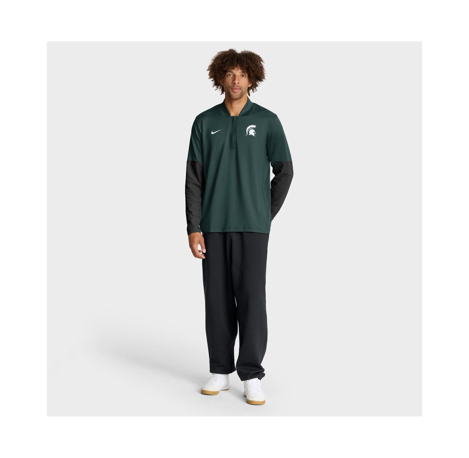 Men's Green Michigan State Spartans One Goal Performance Half-Zip Pullover Sweatshirt
