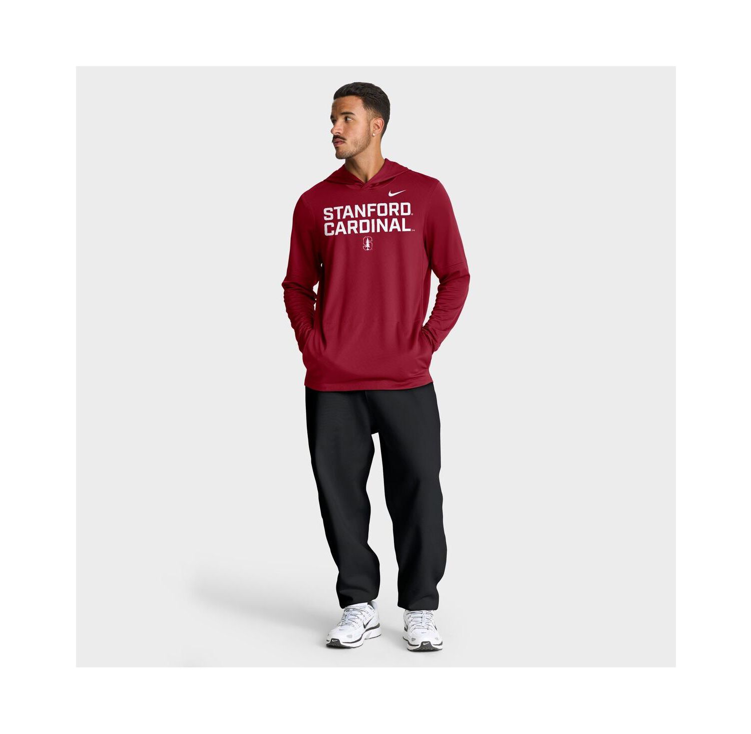 Men's Cardinal Stanford Cardinal 2025 Sideline Dri-FIT Long Sleeve Hoodie T-Shirt