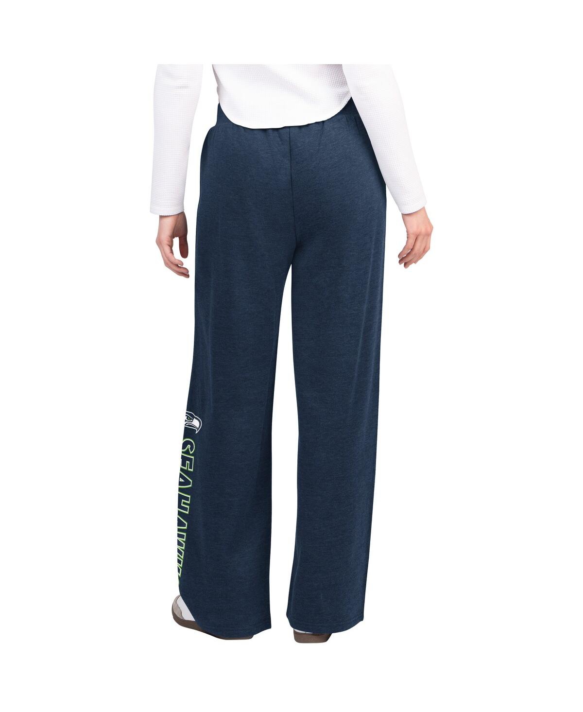 G-iii 4her By Carl Banks College Navy Seattle Seahawks Field Wide Leg Sweatpants In Blue