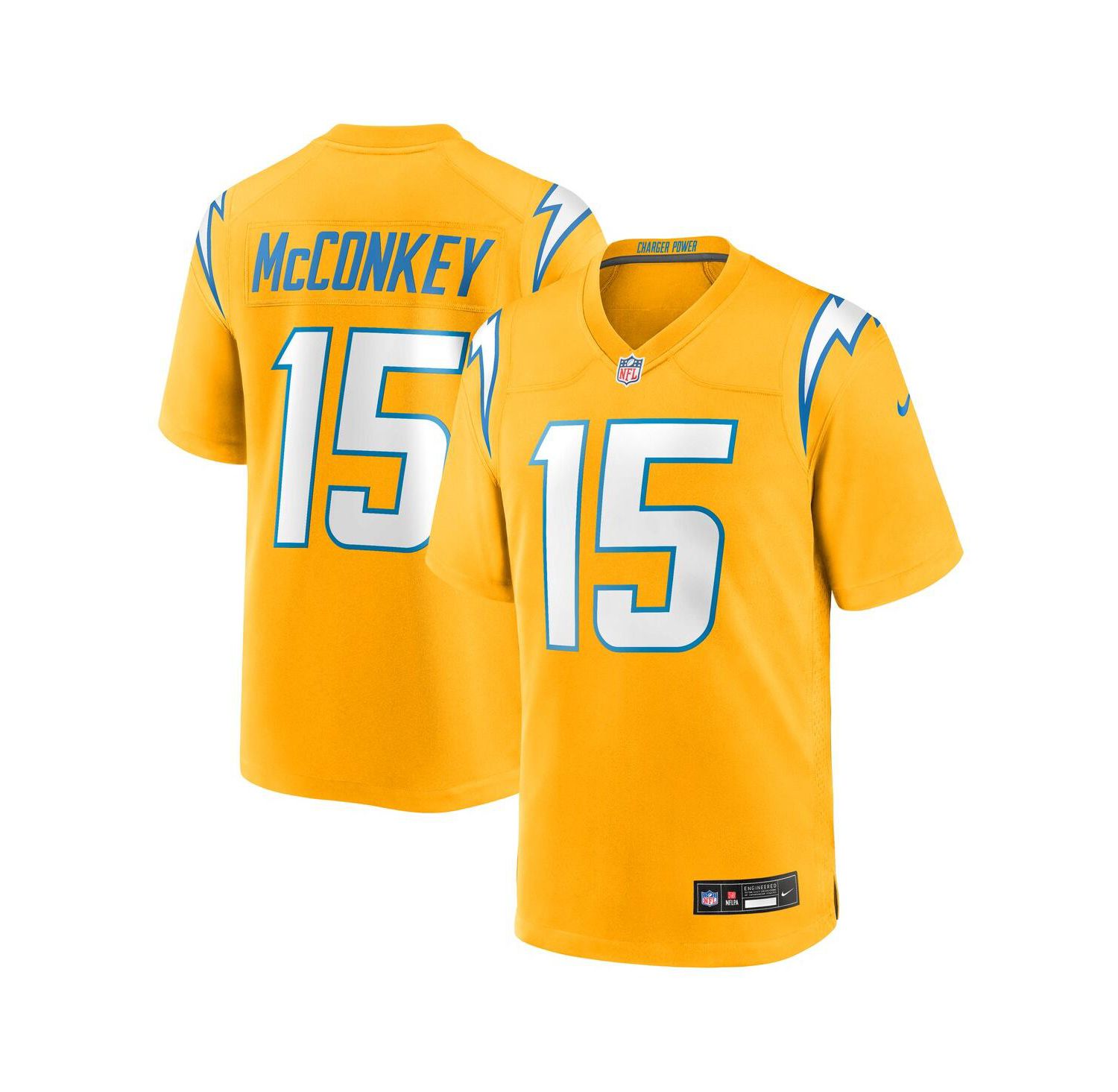Men's Ladd McConkey Gold Los Angeles Chargers Alternate Charger Power Game Player Jersey