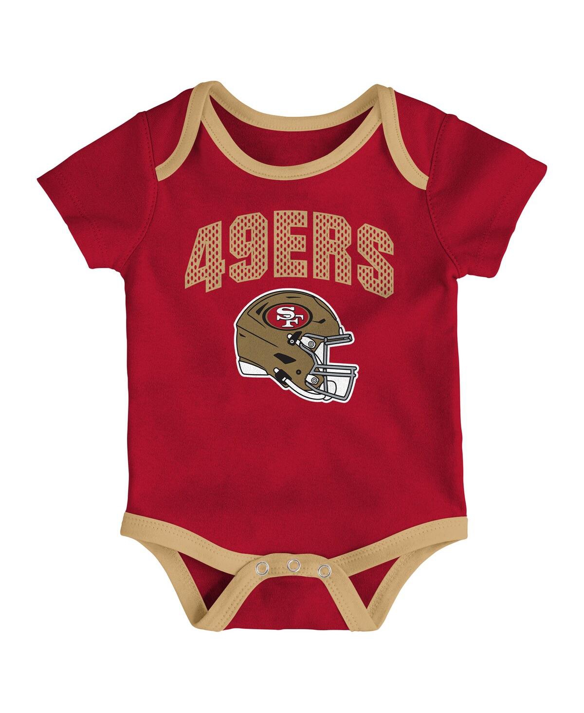 Outerstuff Baby Boys And Girls 3-piece San Francisco 49ers All Day Play Bodysuit Set In Multi