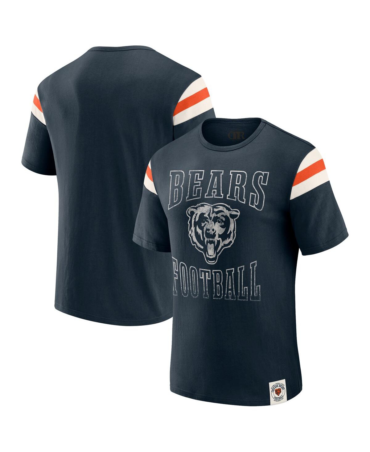 Darius Rucker Collection by Fanatics Men's Navy Chicago Bears Football Stripe Sleeve T-Shirt