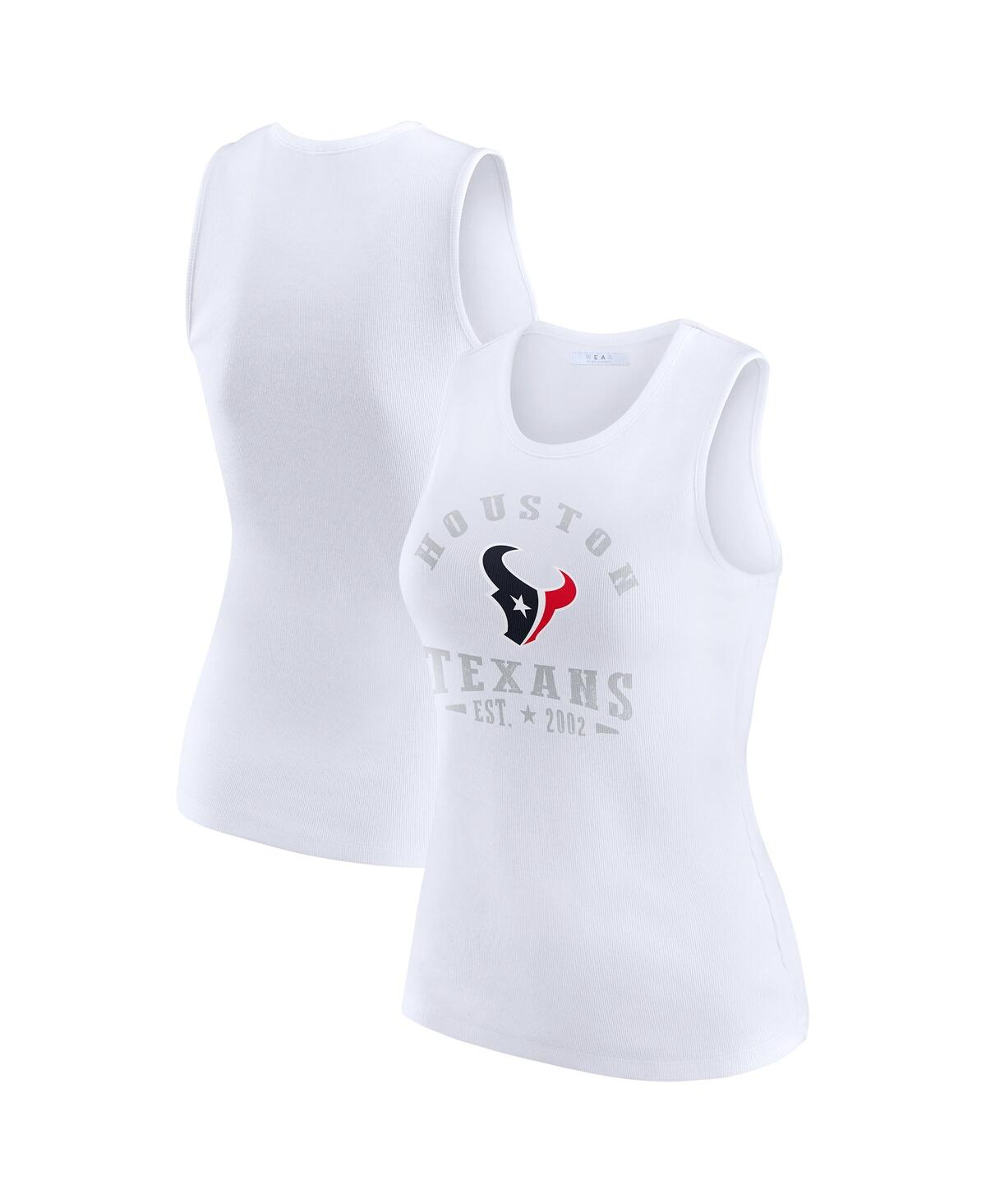 Wear by Erin Andrews Women's White Houston Texans Ribbed Graphic Tank Top