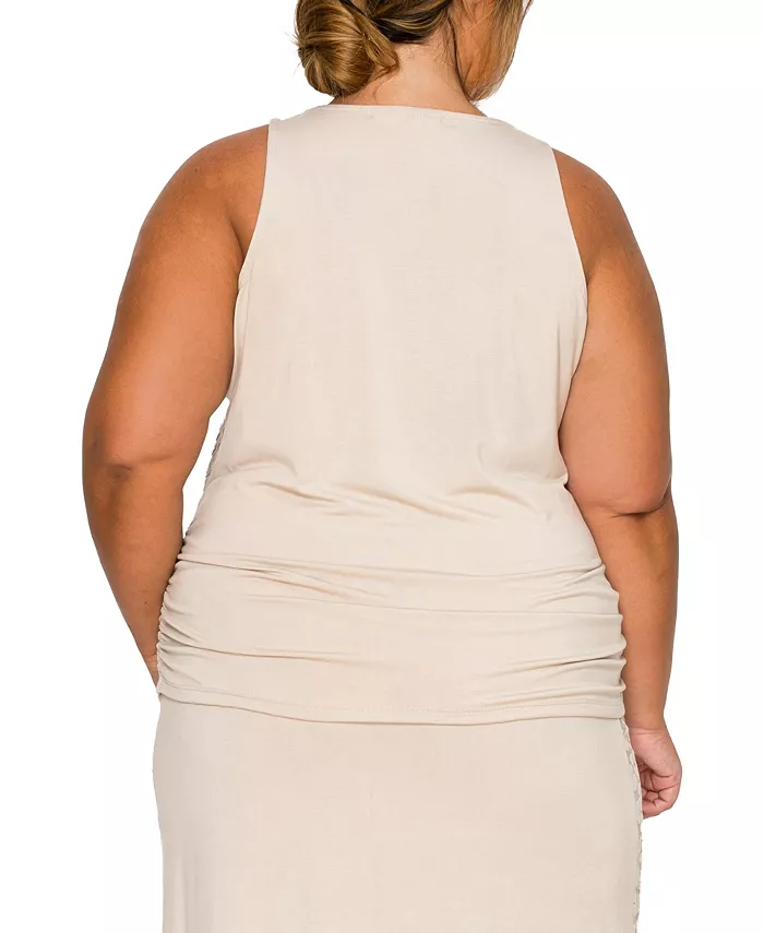 Plus Size Cheetah Burnout Side Ruched Tank Top - thumbnail 4
