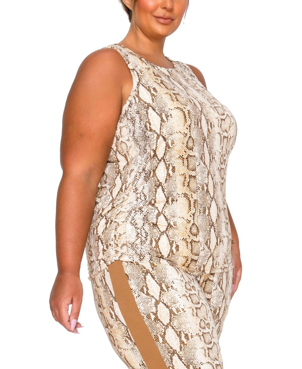 Coin 1804 Plus Python Side Ruched Tank Top