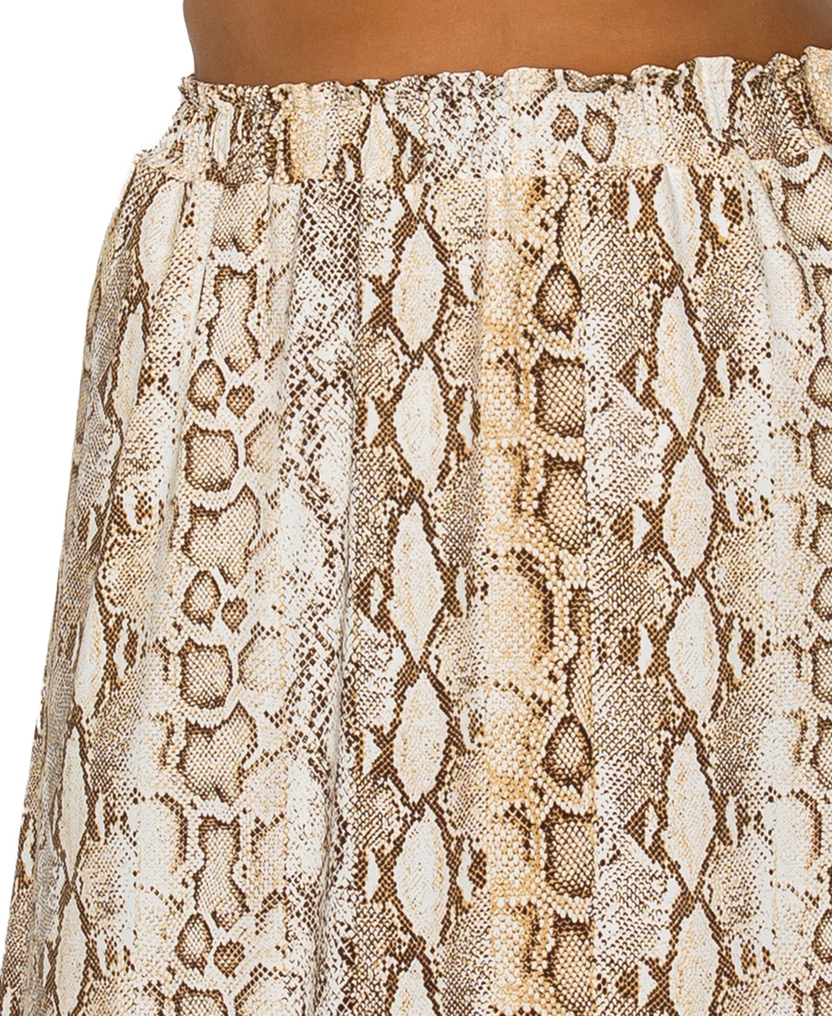 Coin 1804 Plus Size Python Elastic Waist Maxi Skirt In Brown