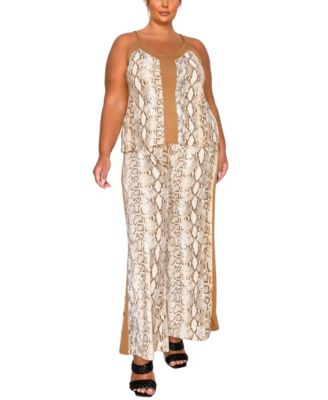 Plus Size Python Contrast Cardigan Sweater