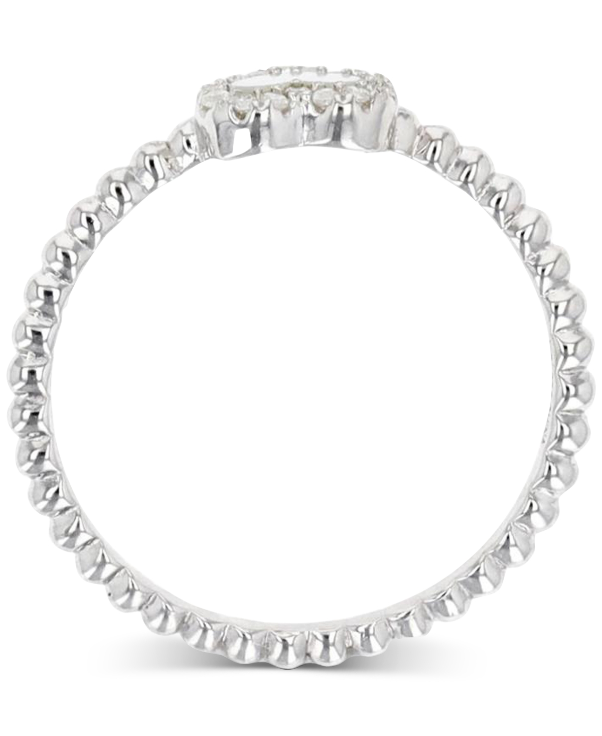 Macy's Mother Of Pearl And Cubic Zirconia Beaded Heart Ring (0.144 Ct. T.w.) In Sterling Silver In Silver