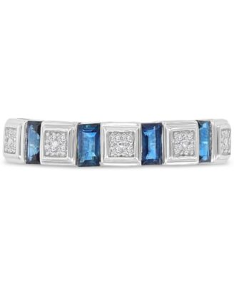 Diamond (0.129 ct. t.w.) and Blue Sapphire (0.592 ct. t.w.) Ring in Sterling Silver
