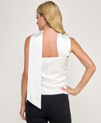 Juniors' Scarf Silk Straight Top