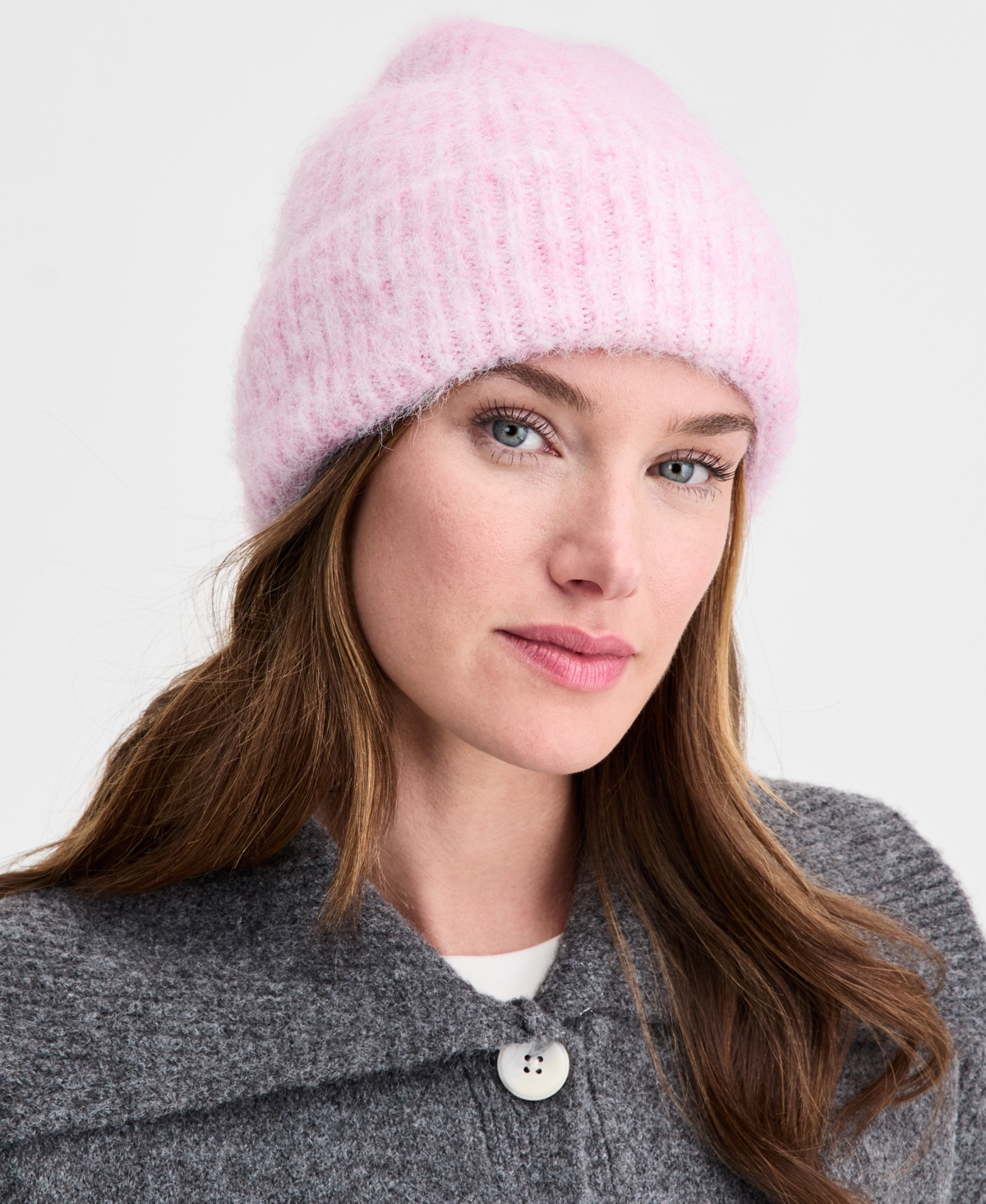 On 34th Solid Brushed Beanie, Macy's Exclusive In Pink