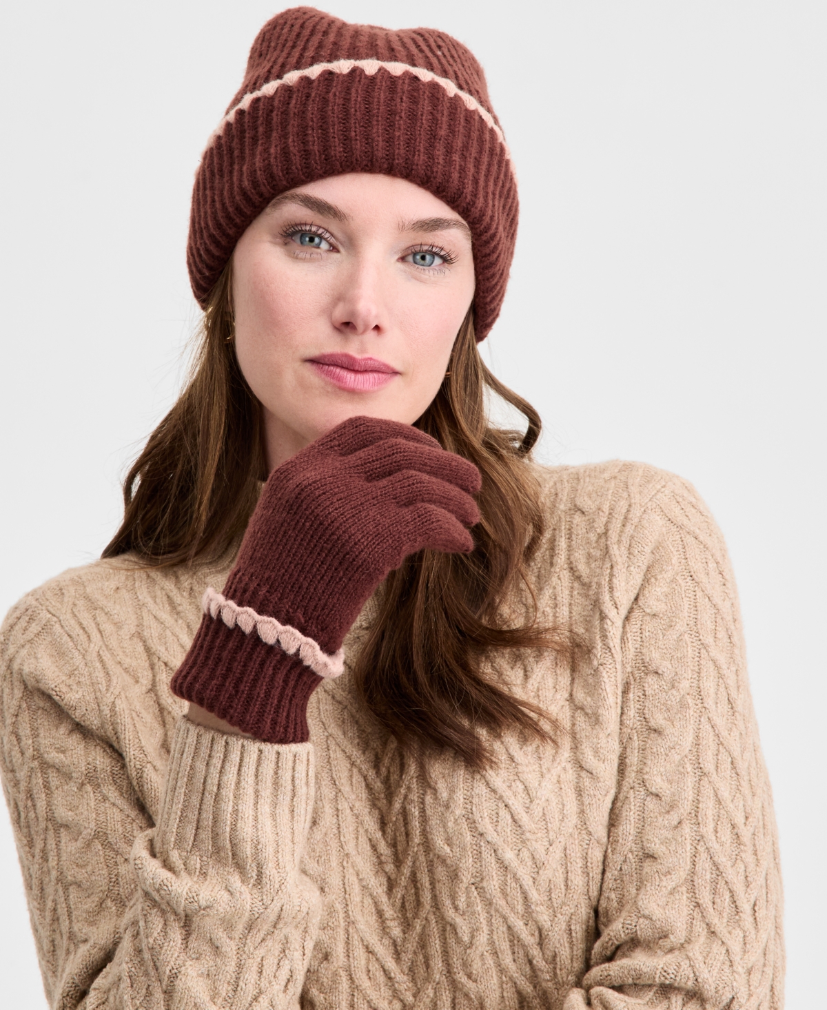 On 34th Solid Brushed Beanie, Macy's Exclusive In Brown