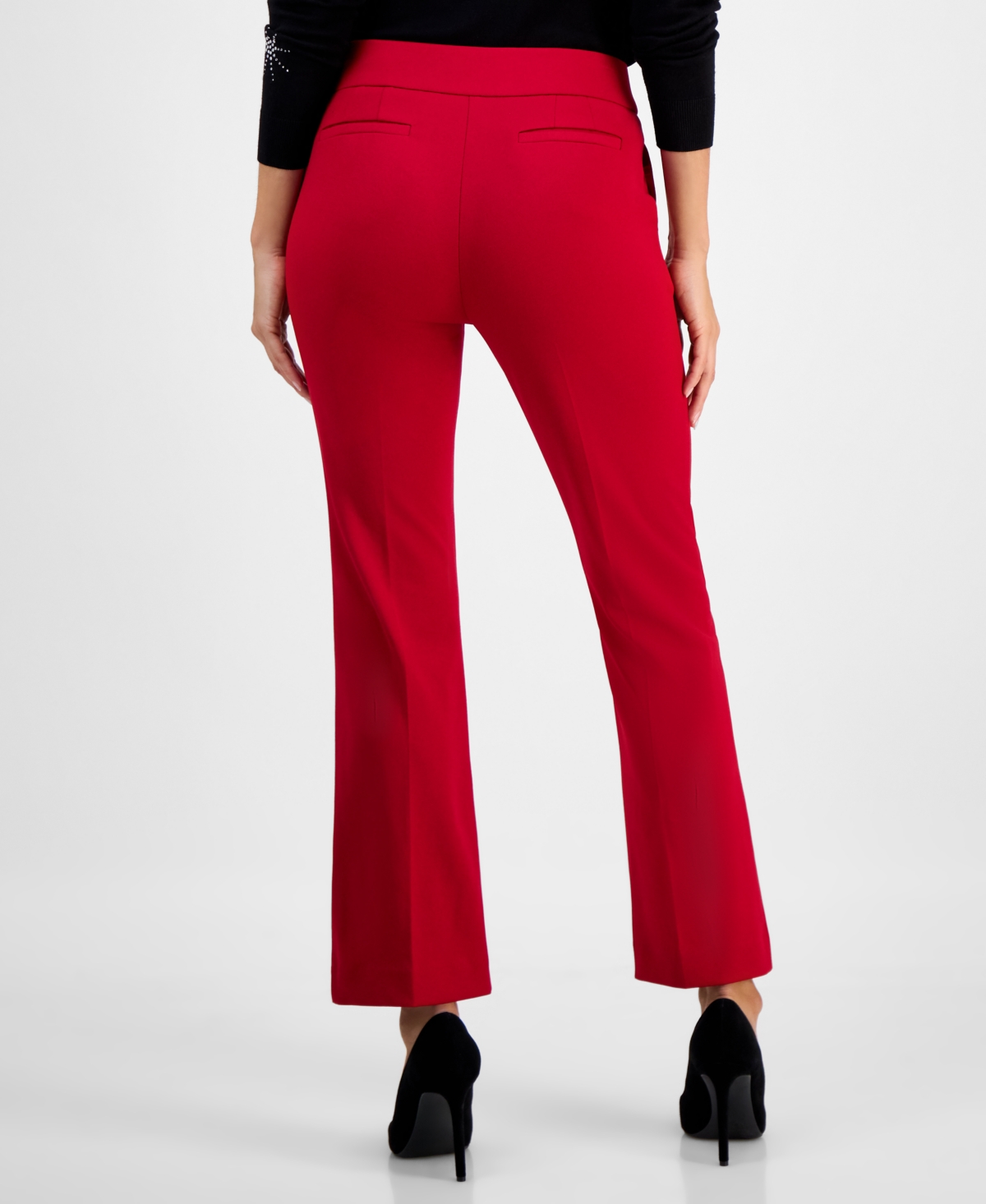 Ak Anne Klein Petite Mid-Rise Pull-On Press-Pleat Pants