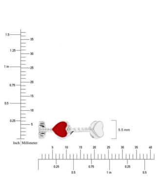 Macy’s Cubic Zirconia and Red & White Enamel Heart Eternity Band Ring (0.25 ct. t.w.) in Sterling Silver