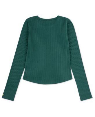 Girls' Double Bow Pointelle Long-Sleeve Top