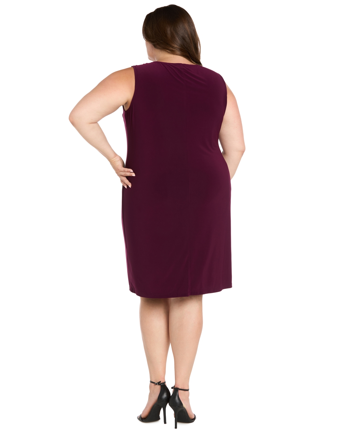 R & M Richards Plus Size Scoop Neck 2-piece Jacket Dress In Burgundy