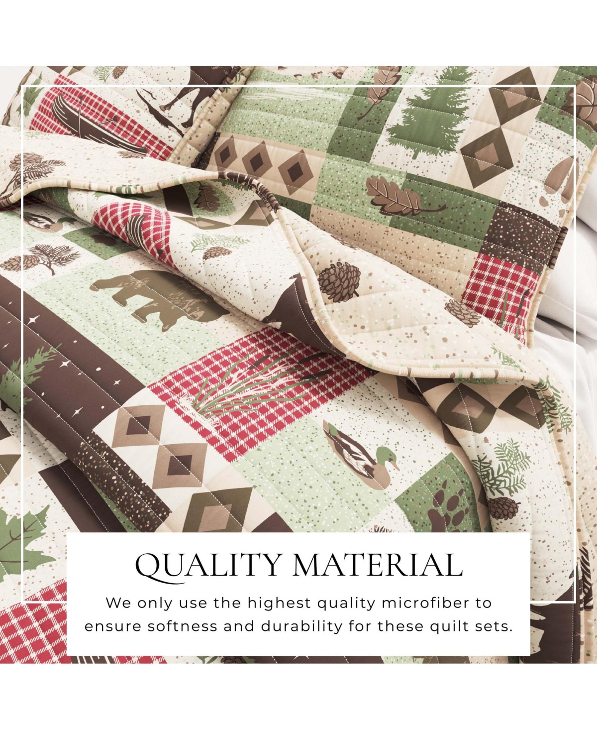 Linery & Co. Wildlife Patchwork Microfiber Quilt Set With Shams