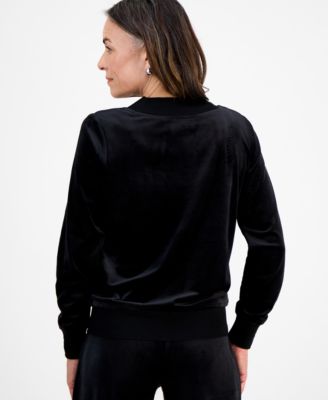 Petite Easy V-Neck Long-Sleeve Velour Top, Macy's Exclusive 