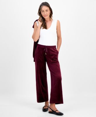 Style & Co - Petite Pull-On Wide-Leg Velour Lounge Pants