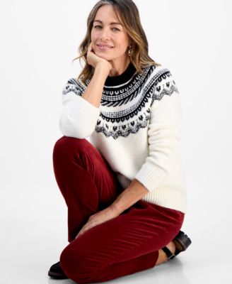 Petite Fair Isle Crewneck Sweater, Macy's Exclusive