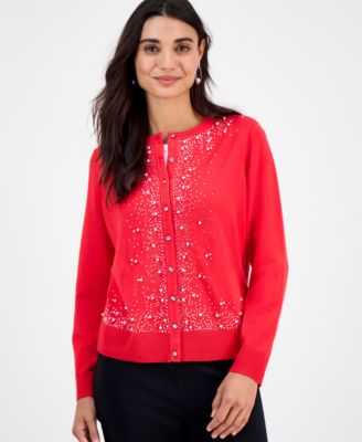 JM Collection - Petite Border Embellished Party Cardigan