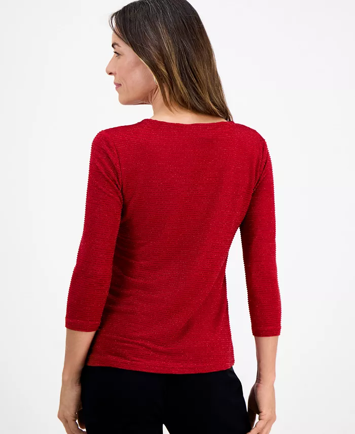 Petite Shine Stripe Jacquard Keyhole Top - thumbnail 2