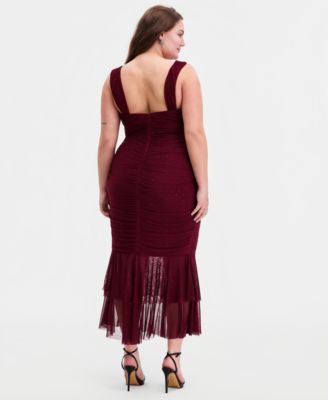 Trendy Plus Size Embellished Ruched Dress 