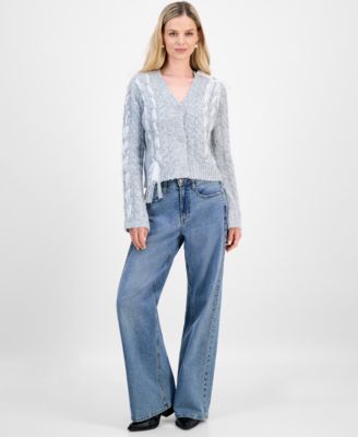 Petite V-Neck Lace-Bow Button-Front Cardigan, Macy's Exclusive 