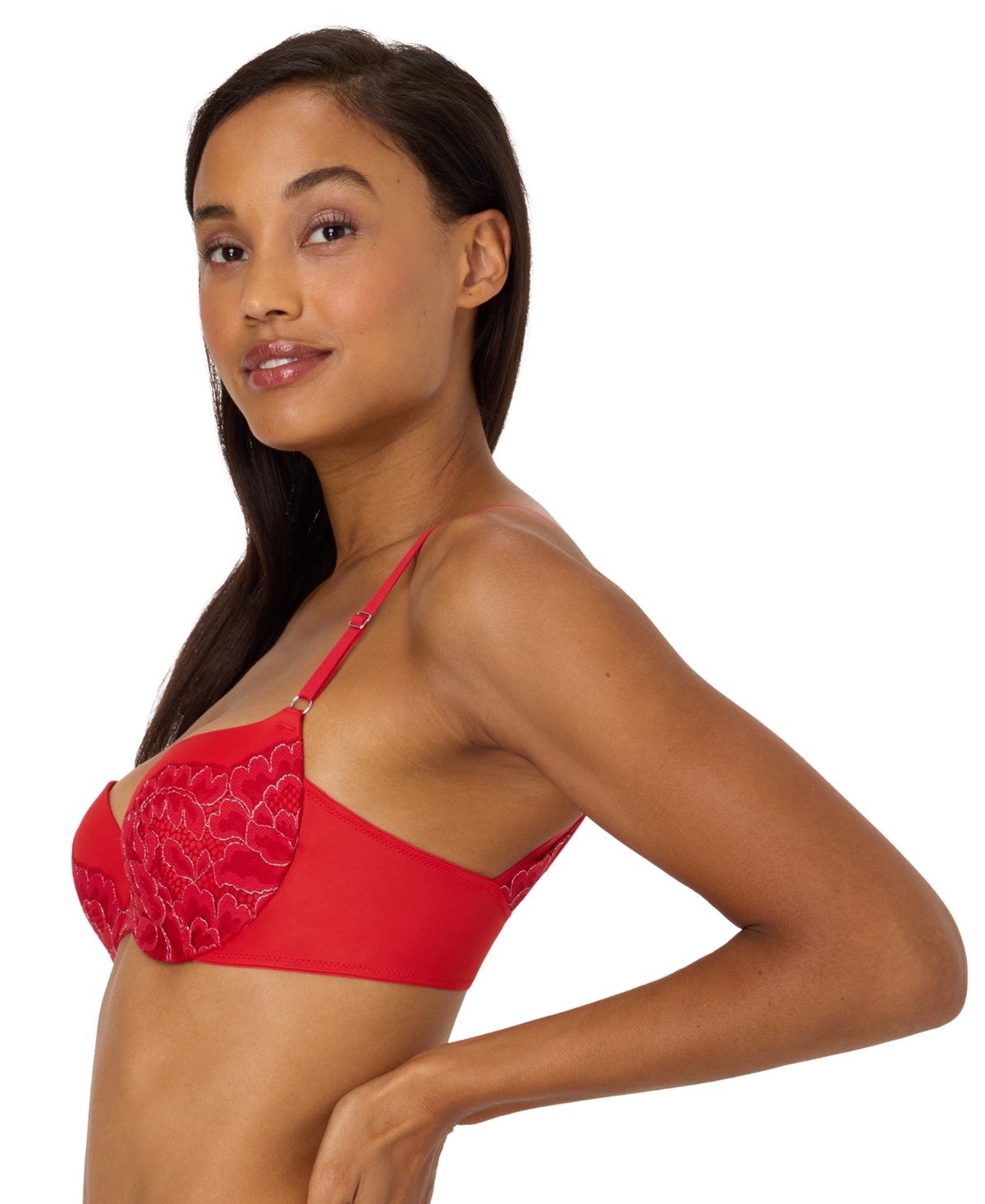 Maidenform Love The Lift Rose Gold Lace Push Up Bra Dm9900 In Red