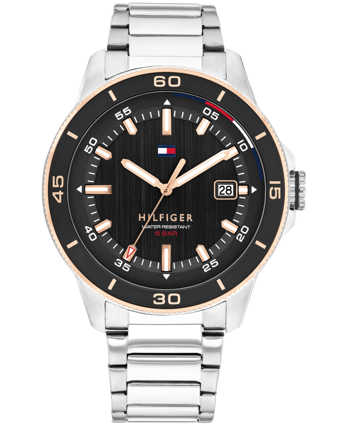 Tommy Hilfiger Men's Quartz Silver Tone Stainless Steel Bracelet Watch, 43mm In Metallic
