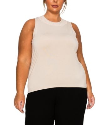 Plus Size Cheetah Burnout Contrast Neck Inset Tank Top