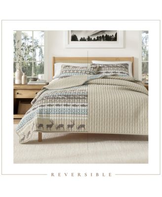 Wildlife Stripe Microfiber Quilt Set With Shams