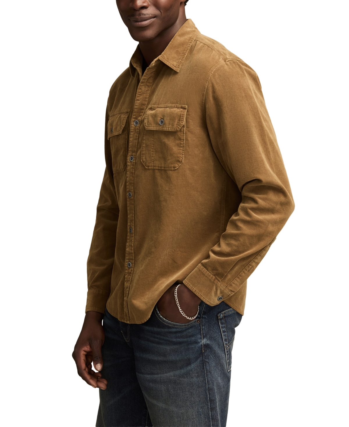 Lucky Brand Cotton Corduroy Button-up Utility Shirt In Brown