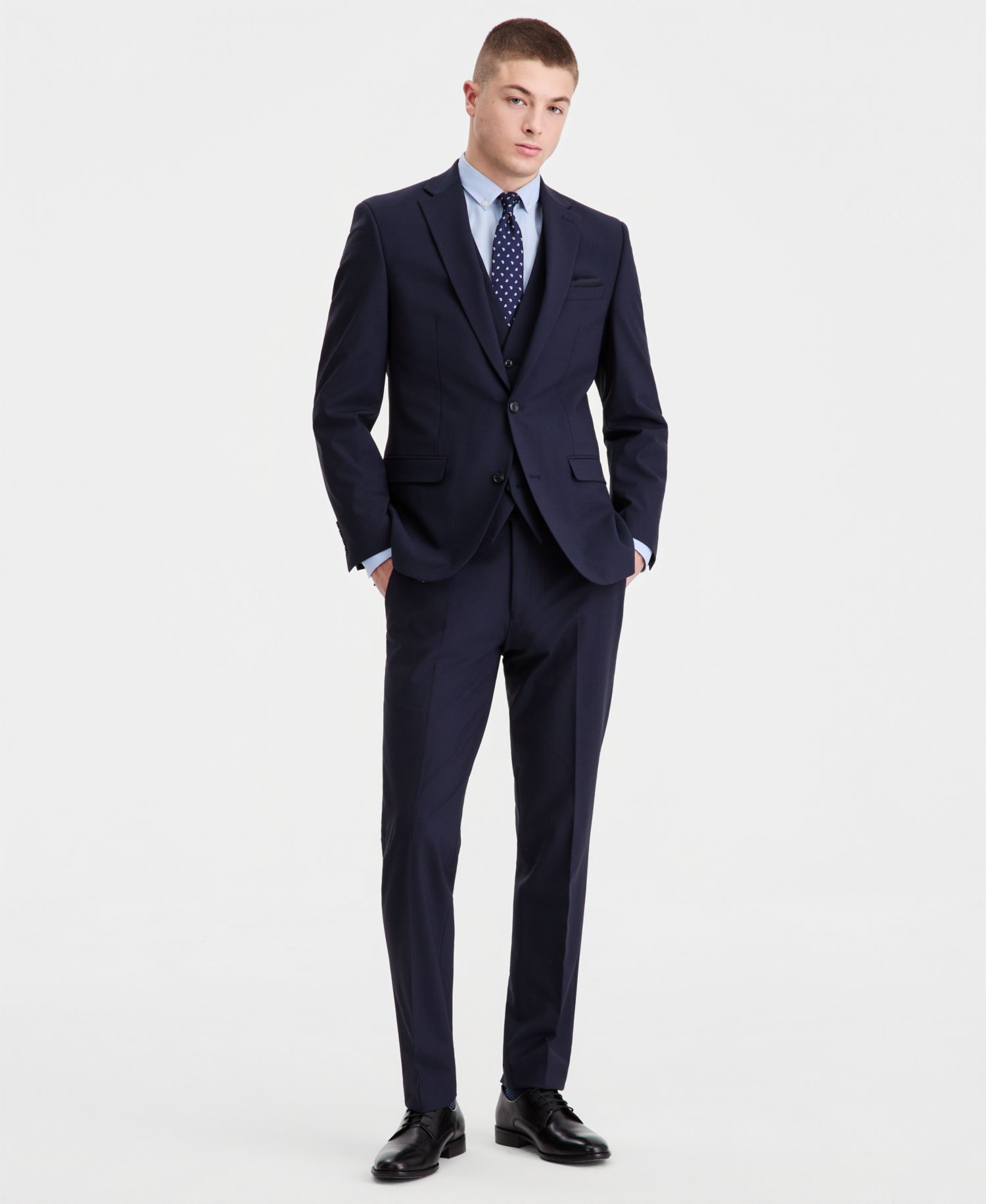 Men's Slim-Fit Solid Wool Suit Separates