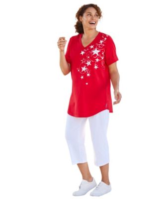 Plus Size Two-Piece V-Neck Tunic & Capri Set