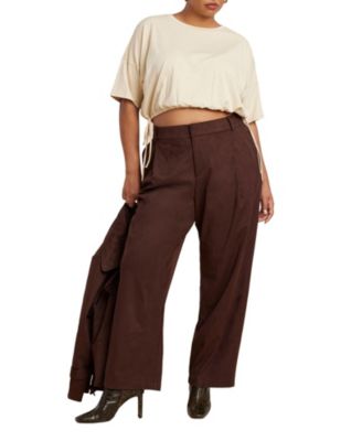 Women's Plus Size Faux Suede Wide Leg Pant