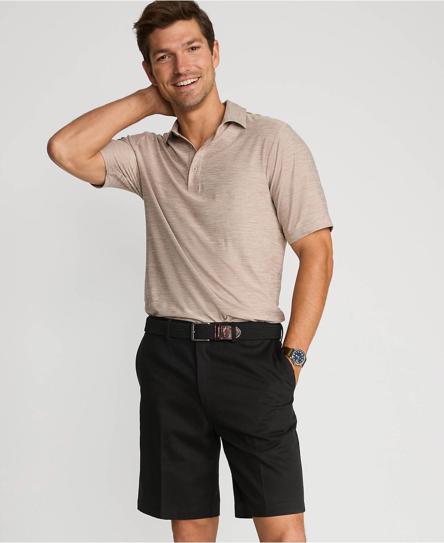 Мужские шорты Lands' End No Iron 9" Comfort Waist Plain Front Chino Short, цвет: Чёрный — фото 4