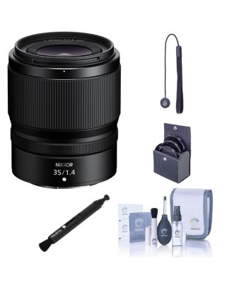 NIKKOR Z 35mm f/1.4 Lens, Bundle with 62mm Filter Kit, Lens Pen Lens Cleaner, Cleaning Kit and Lens Cap Tether