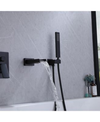Waterfall Single-Handle 2 Sprayer Wall Mount Bathtub Shower Faucet in Matte Black