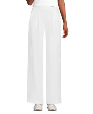Women's Petite Sport Knit High Rise Pleated Wide Leg Pants